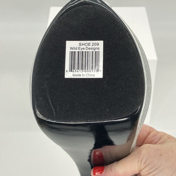 Silver Stiletto Wine Bottle Holder High Heel Shoe Bar Accessory Caddy Sparkle - Picture 7 of 9